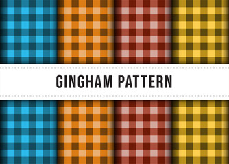 Set collection of checkered gingham line tablecloth seamless pattern. Premium Vector