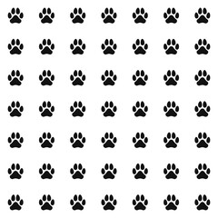 seamless pattern footprints of dog. Black animal tracks. Vector texture for textiles and wallpaper.