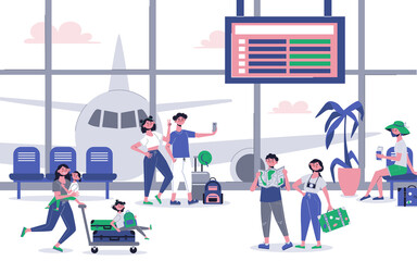 Travel Cartoon Composition