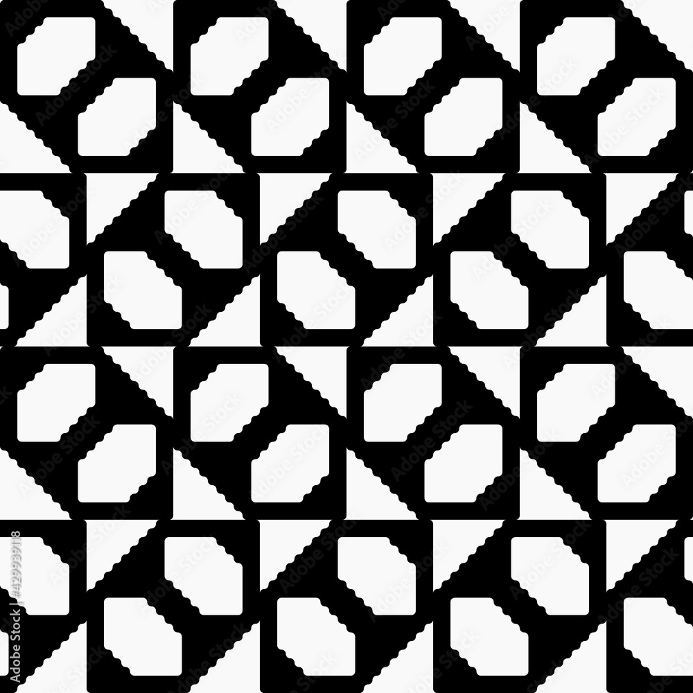 Poster Seamless monochrome ornament. Vector and simple pattern.