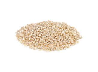 pile of pearl barley isolated on white background.
