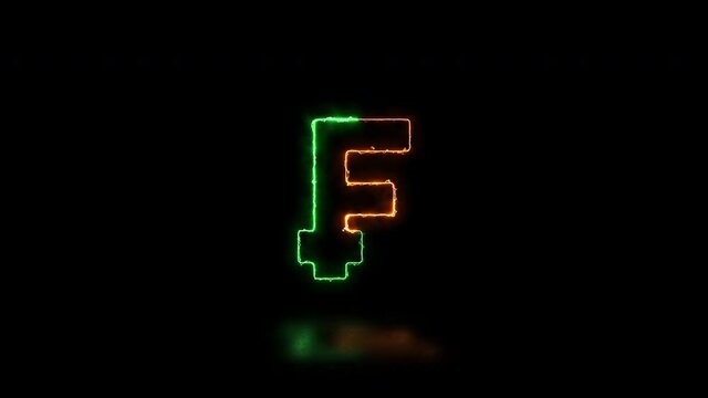 Thin line energy symbol of Swiss currency Franc on a dark background with reflection on a floor. Simple business motion graphic animated element