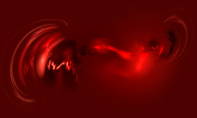 Red glowing waves and nebula in dark. Passion and love abstract representation. Emotional attractive digital illustration. Great as banner poster print or design element. 