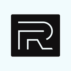 Letter R line art logo design illustration template