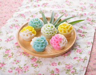Original Thai Dessert Stuffed flower shaped dumplings