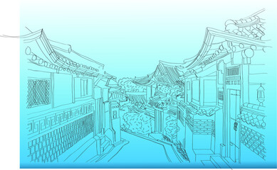 Bukchon Hanok Village in Seoul, South Korea, Seoul, South Korea, Asia, Vector