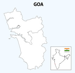Goa map. District map of Goa in 2020. Outline map of Goa with district . - obrazy, fototapety, plakaty