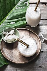 Coconut Smoothie from fresh Coconut water and Coconut meat 