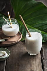 Coconut Smoothie from fresh Coconut water and Coconut meat 