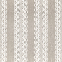 Off-White Lace on Grey Linen Texture