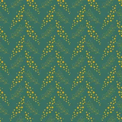 Gordijnen Groen naadloos patroon met bladeren en takken © Sofija