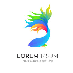 Fish gradient logo design