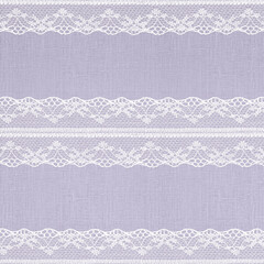 White Lace on Lilac Linen Texture