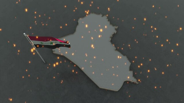 3D animation of the map of iraq