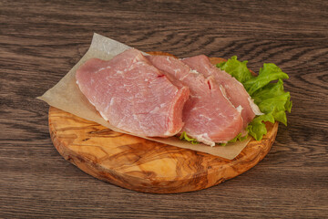 Raw pork steak for cooking