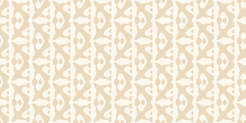 Background pattern with white decorative ornament on beige background, wallpaper. Seamless pattern, texture. Vector image