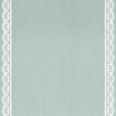 White Lace on Mint Green Linen Texture