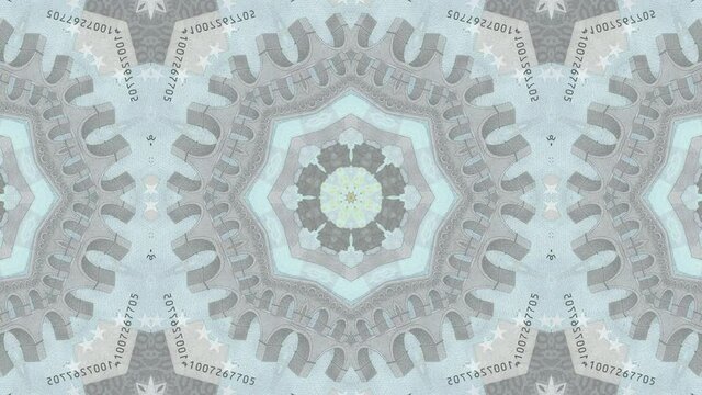 Abstract motion graphic seamless loop mosaic with Euro money bills. Creative business animation background