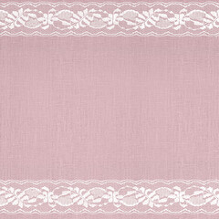 White Lace on Pastel Pink Linen Texture