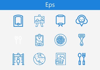 Premium set of eps line icons. Simple eps icon pack. Stroke vector illustration on a white background. Modern outline style icons collection of Buddhas delight, Canvas, Co2, Psd file, Gps