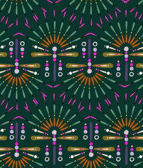 Fototapeta premium Hand drawn Modern geometric stylish dragonfly repeated seamless pattern vector EPS10,Design for fashion , fabric, textile, wallpaper, cover, web , wrapping and all prints