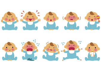 赤ちゃんのイラストセット-新生児。
人物のイラスト素材。
