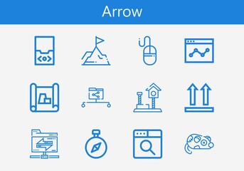 Premium set of arrow line icons. Simple arrow icon pack. Stroke vector illustration on a white background. Modern outline style icons collection of Audio player, Play
