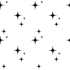 Monochrome seamless pattern with black stars on white background. Stock vector illustration.