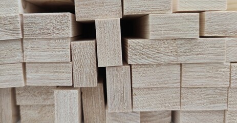 Background of square and stacked wooden slats
