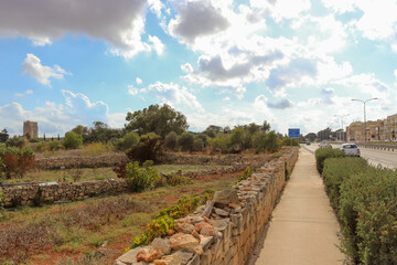 Fototapeta na wymiar Beautiful Malta nature valley gardens, city