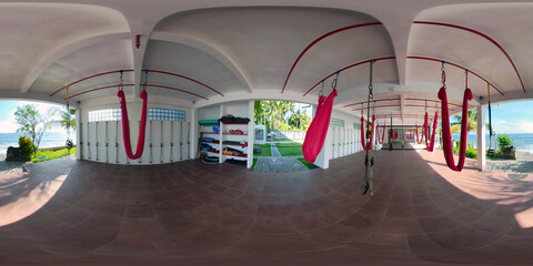 vr 360 Place for fitness on the beach, beach, palm trees