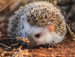 shy hedgehog on the ground