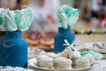 Food on the table at the party. Variety of food. Holiday concept