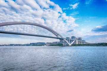 Fototapeta na wymiar Shanghai China Lupu Bridge huangpu River