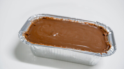 chocolate soft cake in foil cup