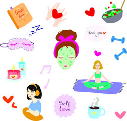 Fototapeta premium set of icons,selfcare