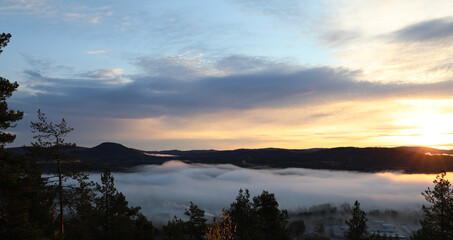 Morning fog over Järvsö
