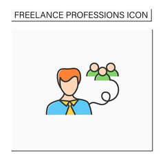 Public relations officer color icon. Head of communications, public relations, public affairs. Communication with community. Freelance professions concept. Isolated vector illustration