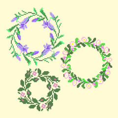 vector art cross stitch wreath