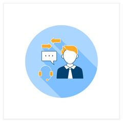 Providing feedback flat icon. Two-way communication process. Customer support. Call center.Effective communication concept. Vector illustration