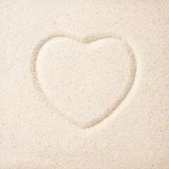 Heart shape on the sand.