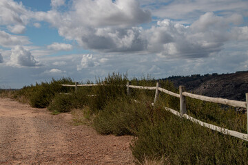 Fototapeta na wymiar Wood Railings at Lookout over Valley, KwaZulu-Natal, South Africa