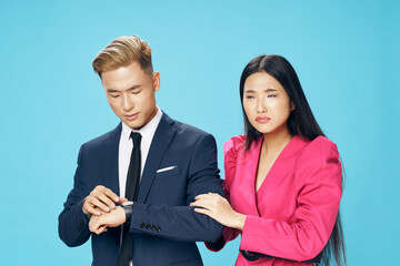business man and woman asian appearance work colleague communication modern style