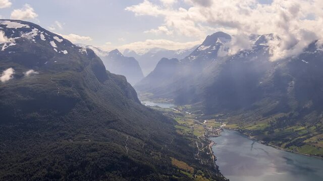 View from Mt. Hoven, Norway - Loen Sky Lift Viewing Platform (ProRes Time Lapse)