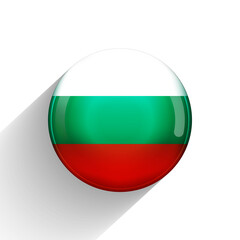 Glass light ball with flag of Bulgaria. Round sphere, template icon. Bulgarian national symbol. Glossy realistic ball, 3D abstract vector illustration highlighted on a white background. Big bubble