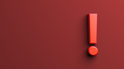Red exclamation mark on red background
