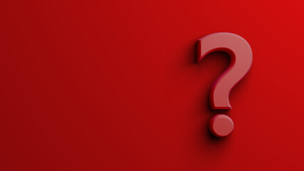 red question mark on red background