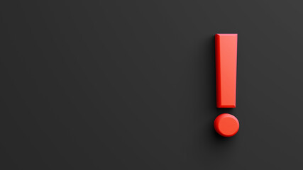 Red exclamation mark on black background