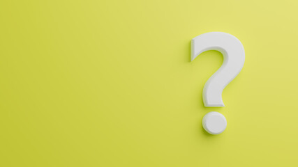White question mark on yellow background