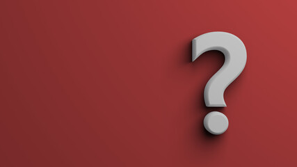White question mark on red background